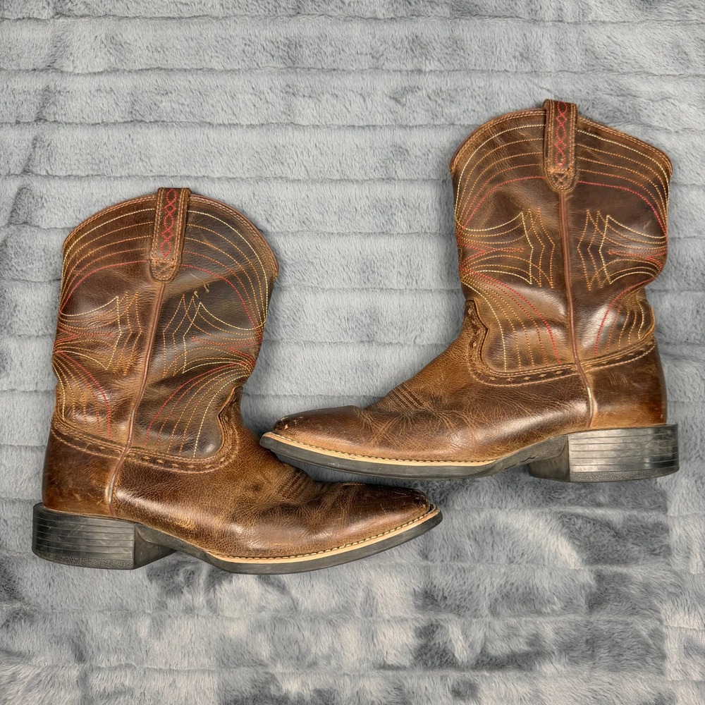 Ariat Mens Sport Western Brown Leather Square Toe Boots 10010963 10.5D